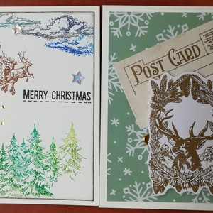 MIKULÁS SZÁN + ARANY SZARVAS - 2 db képeslap - karácsony - karácsonyi ajándékozás - karácsonyi képeslap, üdvözlőlap, ajándékkísérő - Meska.hu