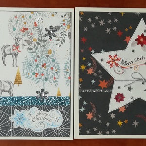 CSILLAG + ERDŐ - 2 db képeslap - karácsony - karácsonyi ajándékozás - karácsonyi képeslap, üdvözlőlap, ajándékkísérő - Meska.hu
