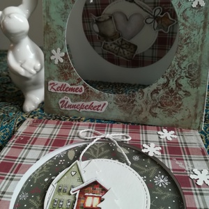 KOCKÁS PAPÍROS képeslapok, 2 DB - karácsony - karácsonyi ajándékozás - karácsonyi képeslap, üdvözlőlap, ajándékkísérő - Meska.hu