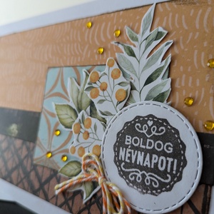 Névnapos sárga-barna  - képeslap 1 db - otthon & életmód - papír, írószer - ajándékozás kellékei - képeslap, üdvözlőlap - Meska.hu