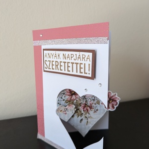 Anyák napjára - kihajtós szívecskés - képeslap 1 db, Otthon & Életmód, Papír, írószer, Képeslap, üdvözlőlap, Ajándékozás kellékei, Papírművészet, MESKA