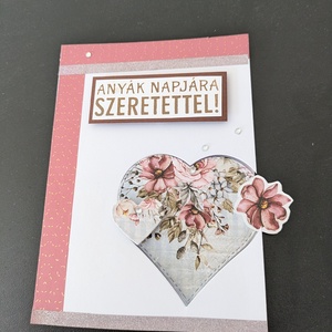 Anyák napjára - kihajtós szívecskés - képeslap 1 db - otthon & életmód - papír, írószer - ajándékozás kellékei - képeslap, üdvözlőlap - Meska.hu