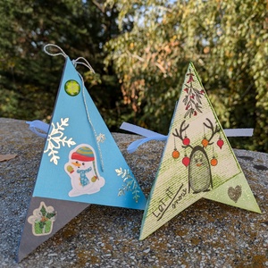 Kék és zöld 3D asztaldísz és képeslap - karácsony - karácsonyi ajándékozás - karácsonyi képeslap, üdvözlőlap, ajándékkísérő - Meska.hu