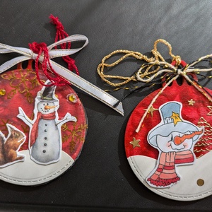 Karácsonyi díszek hóemberel - 2 db - karácsony - karácsonyi lakásdekoráció - karácsonyfadíszek - Meska.hu