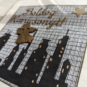 Angyal a város felett - 1 db képeslap - karácsony - karácsonyi ajándékozás - karácsonyi képeslap, üdvözlőlap, ajándékkísérő - Meska.hu