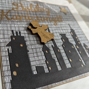 Angyal a város felett - 1 db képeslap - karácsony - karácsonyi ajándékozás - karácsonyi képeslap, üdvözlőlap, ajándékkísérő - Meska.hu