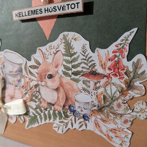 Bögrés nyuszi masnival - képeslap 1 db - otthon & életmód - papír, írószer - ajándékozás kellékei - képeslap, üdvözlőlap - Meska.hu