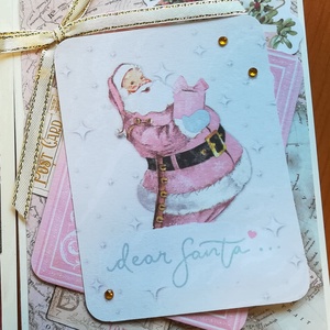 Rózsaszín Mikulás - 1 db képeslap, Karácsony, Mikulás, Mikulás beltéri dekoráció, Papírművészet, MESKA