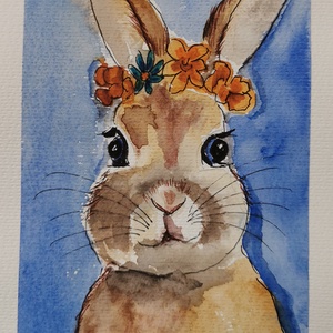 Hippi nyuszi, Művészet, Festmény, Akvarell, Festészet, MESKA