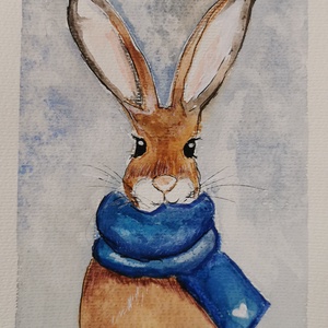 Sálas nyuszi, Művészet, Festmény, Akvarell, Festészet, MESKA