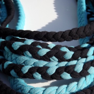 -50% AKCIÓ! Fekete-türkiz fonott textilnyaklánc -  - Meska.hu