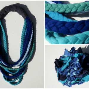 -50% AKCIÓ! Kékek játéka - fonott textilnyaklánc - Meska.hu