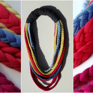 -50% AKCIÓ! Pasztell vidámság- fonott textilnyaklánc - Meska.hu