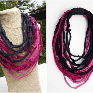 Pinkek szürkével - pólónyaklánc megrendelésre - Meska.hu