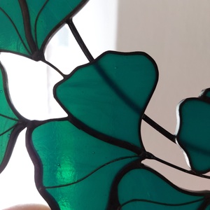 Ginkgo Biloba ablakdekor (zöldeskék) - otthon & életmód - dekoráció - fali és függő dekoráció - függődísz - Meska.hu