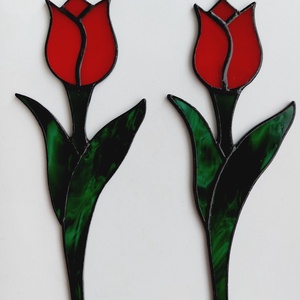 Tulipán, Tiffany technikával készült üveg virág (piros, rózsaszín) - otthon & életmód - dekoráció - fali és függő dekoráció - függődísz - Meska.hu
