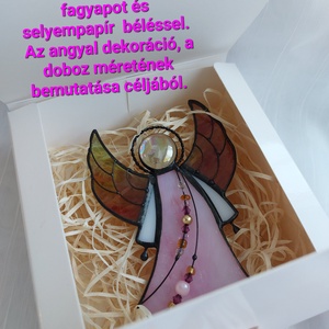 Tiffany angyal (lila-fehér-irizáló szárnyakkal) - karácsony - karácsonyi lakásdekoráció - karácsonyi manók, figurák - Meska.hu