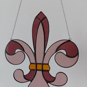 Fleur-de-lis Tiffanyi technikával készült ablakdísz  - otthon & életmód - dekoráció - asztal és polc dekoráció - díszüveg - Meska.hu