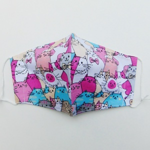 Gyermek- maszk / Színes cica mintás szájmaszk, textil szájmaszk, többször használható szájmaszk - gyerek - gyerek - Meska.hu