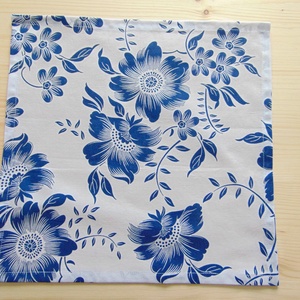Textil szalvéta:  kék virág mintás  - táska & tok - uzsonna- & ebéd tartó - szendvics csomagoló - Meska.hu