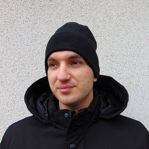 Fekete- FÉRFI csősál / csősál és sapka egyben, fekete polár, meleg, puha - ruha & divat - sál, sapka, kendő - sapka - Meska.hu