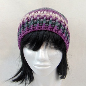 Lila-szürke-fehér színű slouchy fazonú női sapka /  horgolt sapka  - ruha & divat - sál, sapka, kendő - sapka - Meska.hu Lila-szürke-fehér színű slouchy fazonú női sapka /  horgolt sapka  - ruha & divat - sál, sapka, kendő - sapka - Meska.hu