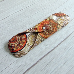 31 cm-es mosható betét /narancssárga- barna mandala mintás - szépségápolás - intim higiénia - intimbetét - Meska.hu
