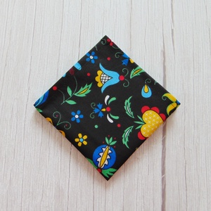 Textil szalvéta: Fekete - népi motívum , Táska & Tok, Uzsonna- & Ebéd tartó, Szendvics csomagoló, Varrás, MESKA