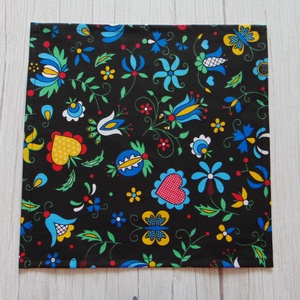 Textil szalvéta: Fekete - népi motívum  - táska & tok - uzsonna- & ebéd tartó - szendvics csomagoló - Meska.hu