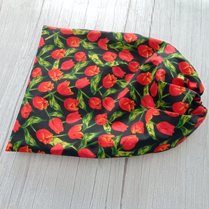 Kenyeres zsák - nagy méretű / tulipán mintás - fekete - táska & tok - bevásárlás & shopper táska - kenyeres zsák - Meska.hu
