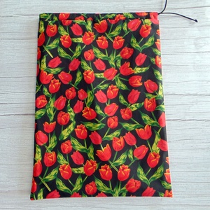Kenyeres zsák - nagy méretű / tulipán mintás - fekete - táska & tok - bevásárlás & shopper táska - kenyeres zsák - Meska.hu