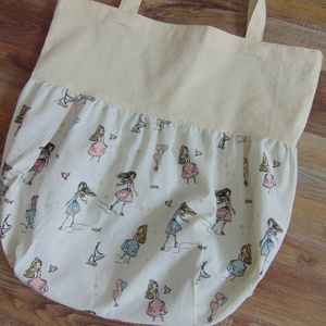 Nagy bevásárló szatyor / natúr - korcsolyázó királylány mintás, Táska & Tok, Bevásárlás & Shopper táska, Shopper, textiltáska, szatyor, Varrás, MESKA