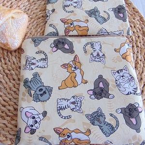 Újratasak szett (2 db/ cs)  / cica, kutya mintás  - táska & tok - uzsonna- & ebéd tartó - szendvics csomagoló - Meska.hu