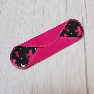 23 cm-es mosható betét / Pink frottír - pink cica mintás - szépségápolás - intim higiénia - intimbetét - Meska.hu