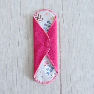 23 cm-es mosható betét / Pink frottír - rózsaszín és kék levelek - szépségápolás - intim higiénia - intimbetét - Meska.hu