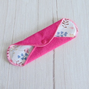 23 cm-es mosható betét / Pink frottír - rózsaszín és kék levelek - szépségápolás - intim higiénia - intimbetét - Meska.hu