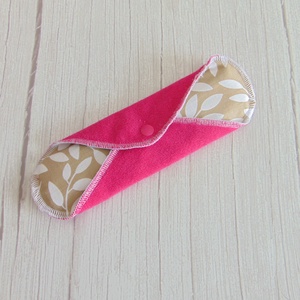 LARA mosható betét 23 cm / Pink frottír : bézs - fehér levelek - szépségápolás - intim higiénia - intimbetét - Meska.hu