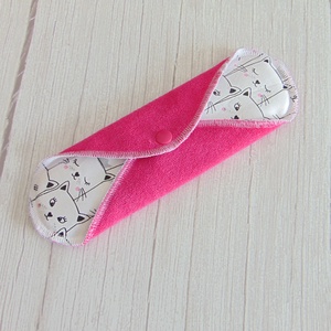 LARA mosható betét 23 cm / Pink frottír : rajzolt cicák - szépségápolás - intim higiénia - intimbetét - Meska.hu