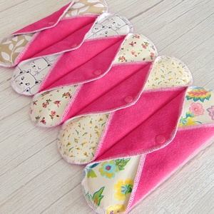 (5 db/cs) LARA mosható betét csomag 23 cm / frottír / meglepetés mintákkal, Szépségápolás, Intim higiénia, Intimbetét, Varrás, MESKA