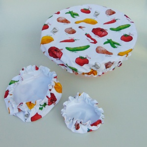 Mosható textil edényfedő szett (3 db/ cs) / Zöldségek - otthon & életmód - konyhafelszerelés, tálalás - konyhai textil - edényfogó & edényfedő - Meska.hu