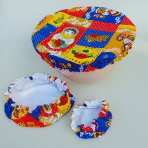 Mosható textil edényfedő szett (3 db/ cs) Matrjoska baba mintás - otthon & életmód - konyhafelszerelés, tálalás - konyhai textil - edényfogó & edényfedő - Meska.hu