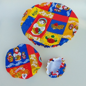 Mosható textil edényfedő szett (3 db/ cs) Matrjoska baba mintás - otthon & életmód - konyhafelszerelés, tálalás - konyhai textil - edényfogó & edényfedő - Meska.hu