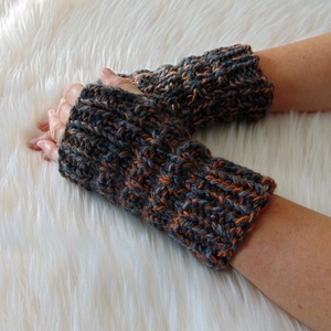 Kötött kézmelegítő. S-M méretű. / barna -szürke - Meska.hu