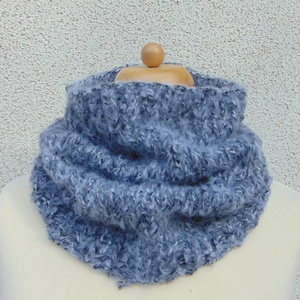 Szürke melír csősál / Meleg, puha kötött nyakmelegítő - Meska.hu