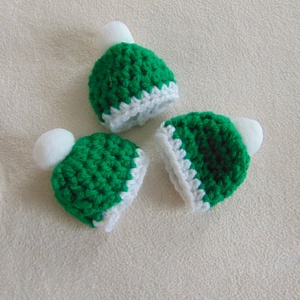 Karácsonyfadísz - horgolt sapka 3db/cs / zöld, Karácsony, Karácsonyi lakásdekoráció, Karácsonyfadíszek, Horgolás, MESKA
