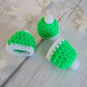 Karácsonyfadísz - horgolt sapka 3db/cs / világos zöld, Karácsony, Karácsonyi lakásdekoráció, Karácsonyfadíszek, Horgolás, MESKA