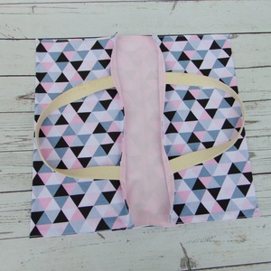 Ételhordó táska / szürke - rózsaszín háromszögek - táska & tok - uzsonna- & ebéd tartó - ebéd tasak, doboz - Meska.hu