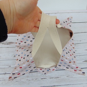 Ételhordó táska / bézs - cseresznye mintás - Meska.hu