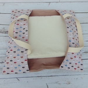 Ételhordó táska / bézs - cseresznye mintás - táska & tok - uzsonna- & ebéd tartó - ebéd tasak, doboz - Meska.hu