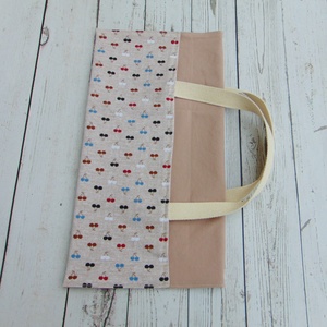 Ételhordó táska / bézs - cseresznye mintás - táska & tok - uzsonna- & ebéd tartó - ebéd tasak, doboz - Meska.hu